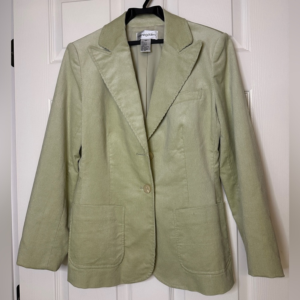 Bloomingdale's Green Blazer Tailored Corduroy Suit Jacket - Size 10P